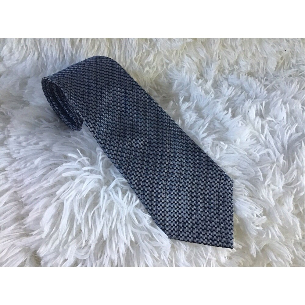 Croft & Barrow Neck Tie Blue Geometric Check 3 Inch Wide